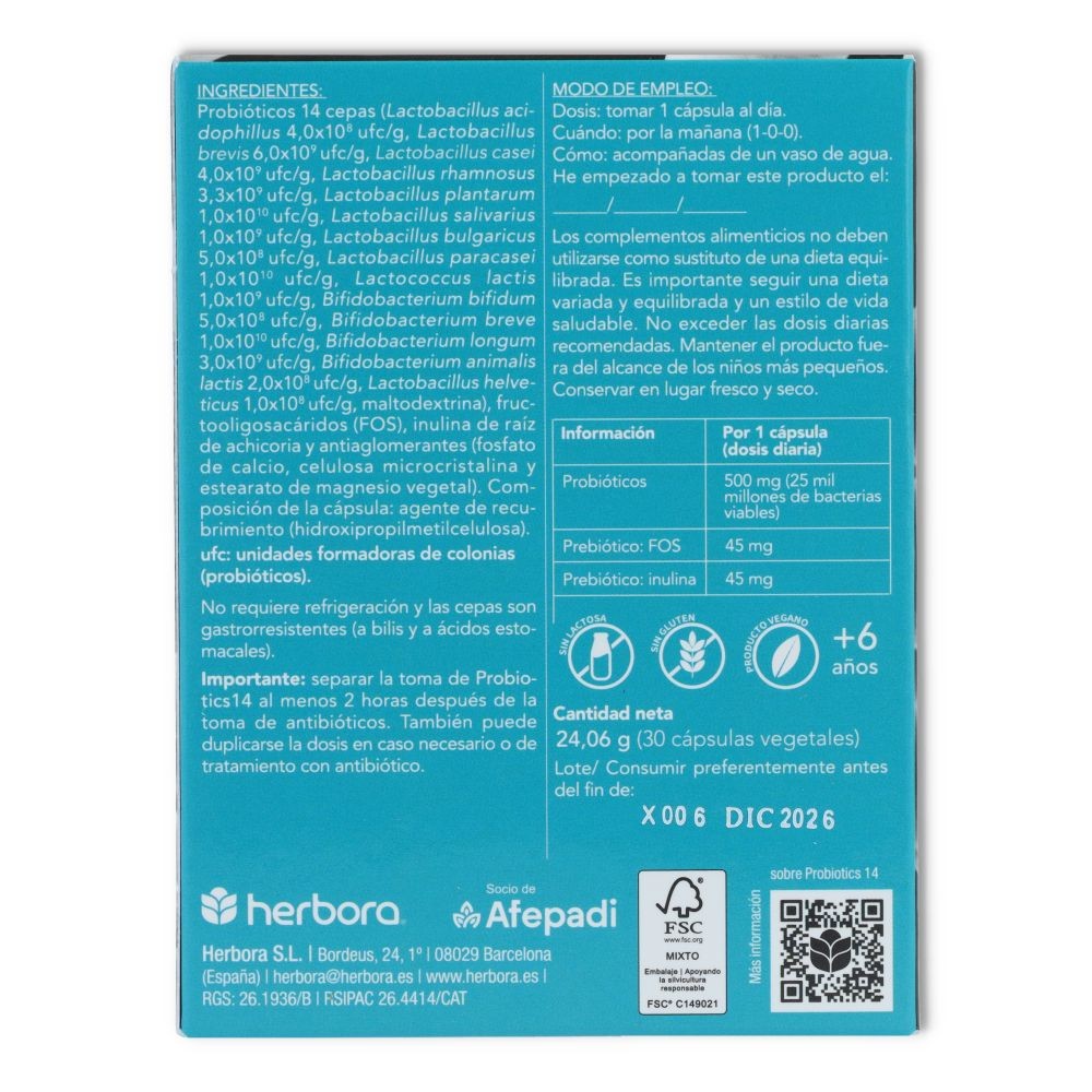 Probiotics 14 30 cápsulas Herbora