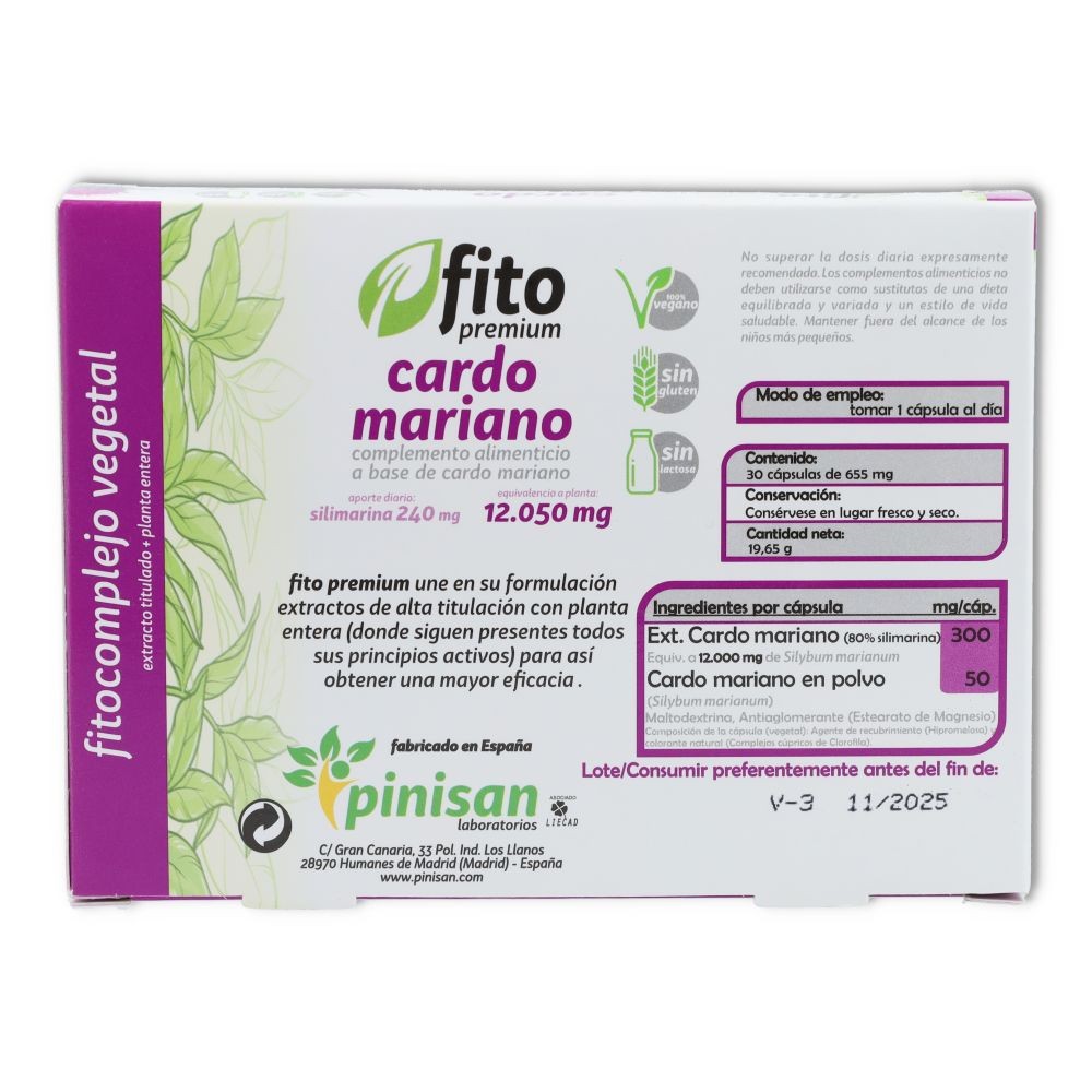 Fito Premium cardo mariano 30 cápsulas Pinisan