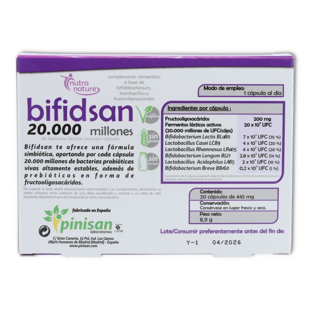 Bifidsan 20.000 millones de UFC 20 cápsulas Pinisan