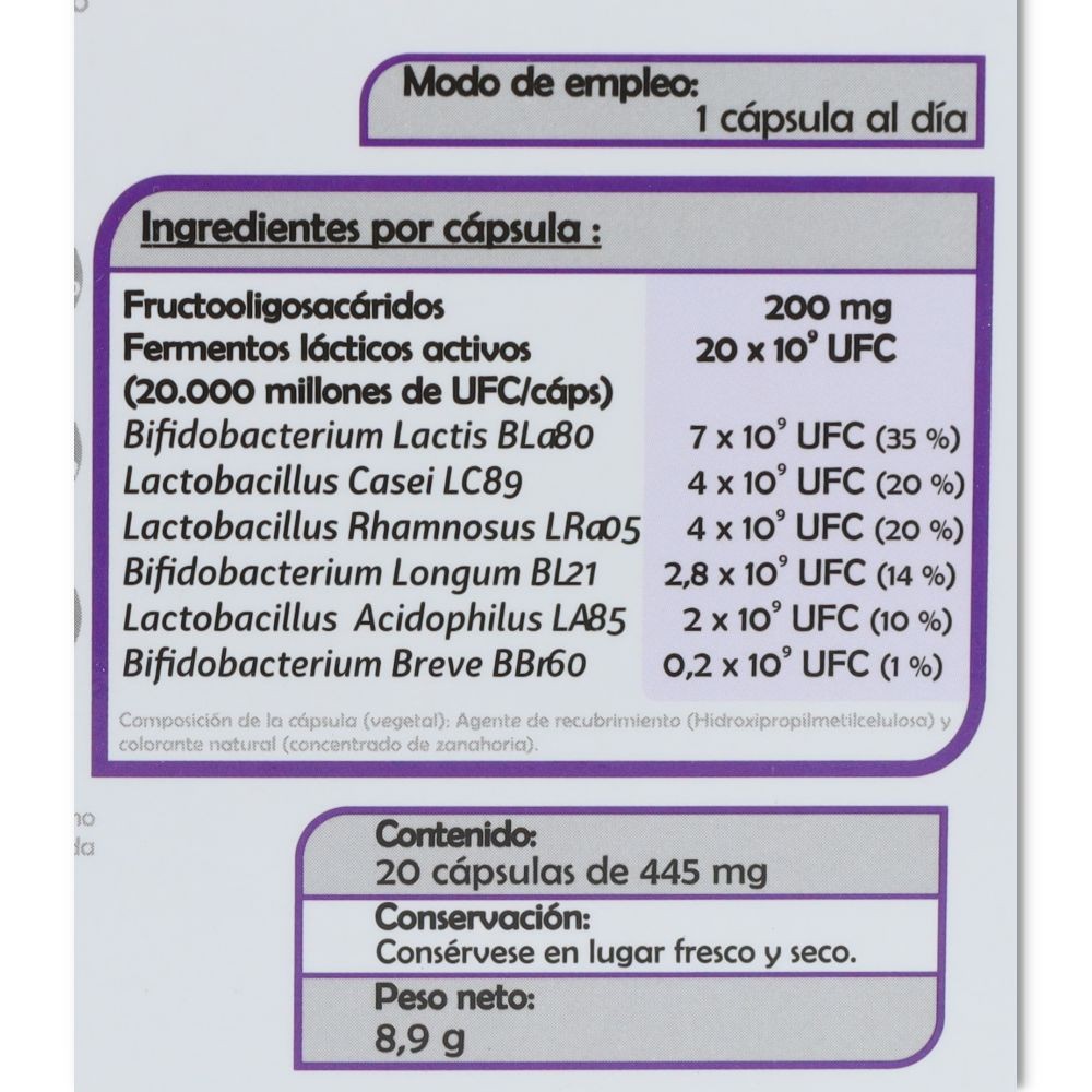 Bifidsan 20.000 millones de UFC 20 cápsulas Pinisan