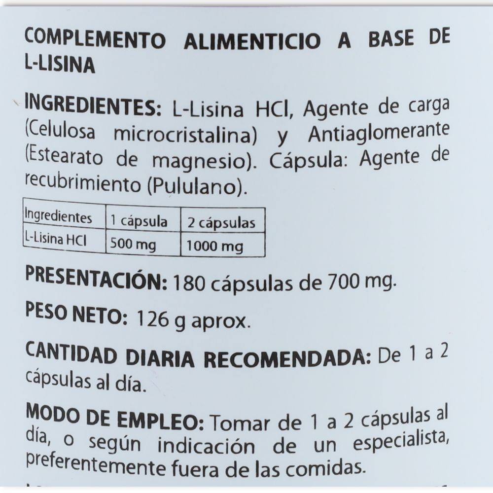 Equisalud L-LISINA 180 cápsulas