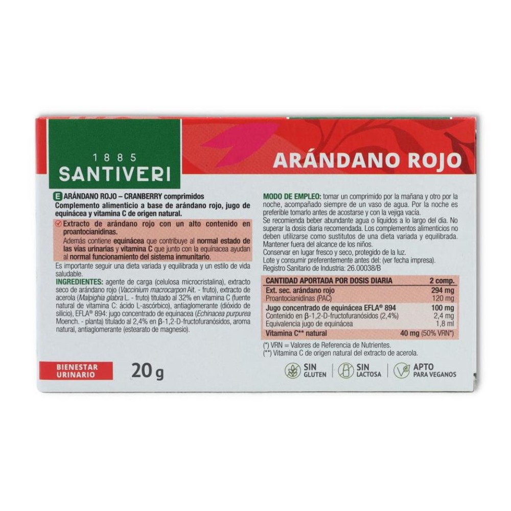 Santiveri Pack 2 Cajas Arandano Rojo 40 comprimido