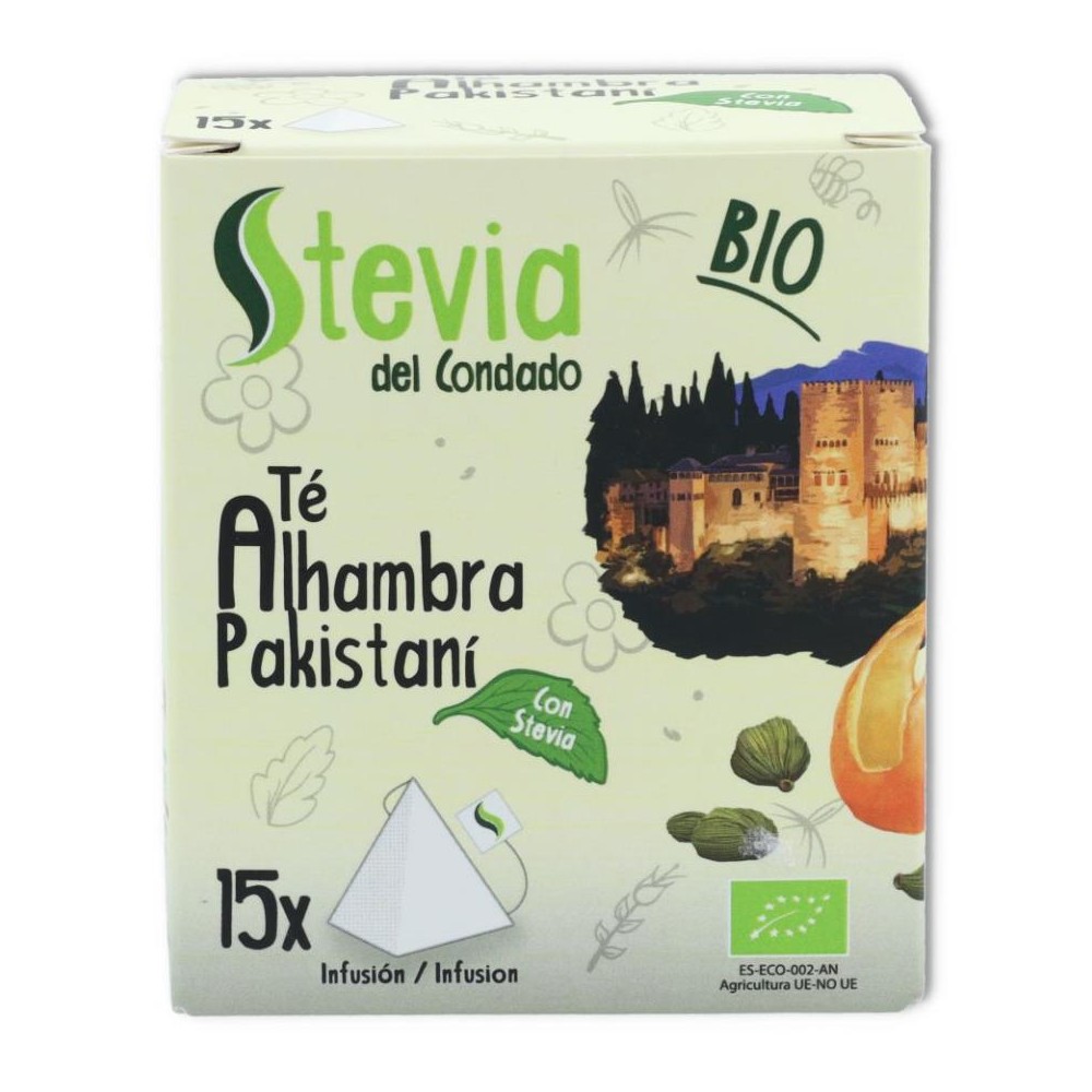 Té Pakistani Bio 15 piramides Stevia del Condado