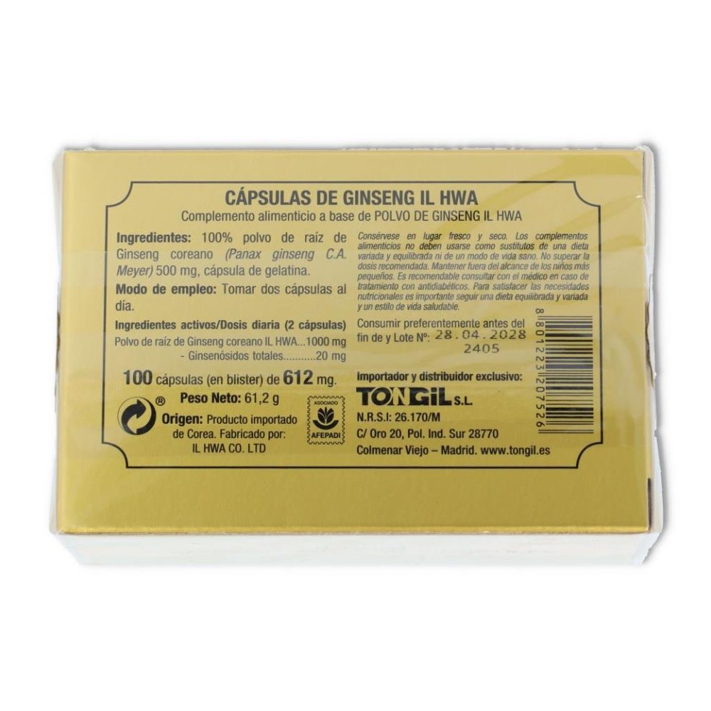 Tongil Ginseng 100 cap en Tabletas