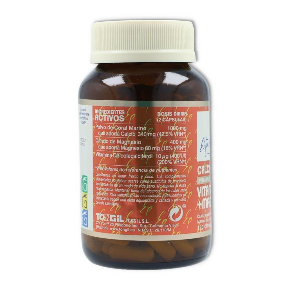 Tongil Calcio Coral Vit  D3 y Magnesio 120 cápsula