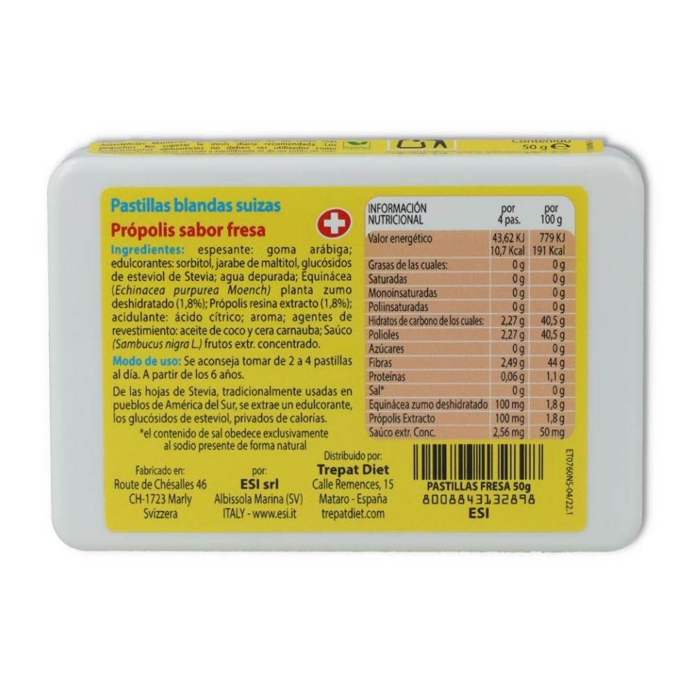 Propolaid Pastilla Suiza Fresa 50 gr ESI