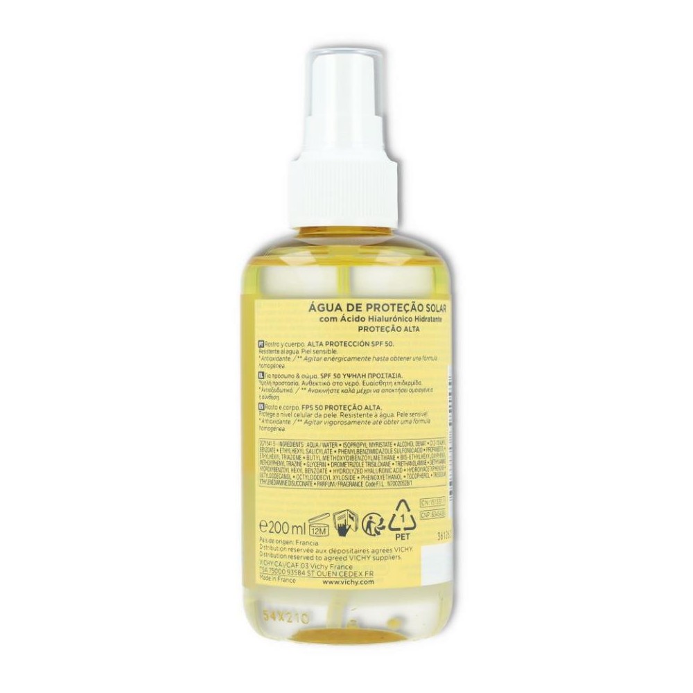 Agua de proteccion hidratacion spf 50 200 ml Vichy