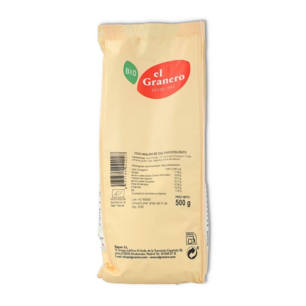 Harina de Coco Bio 500 gr Granero Integral