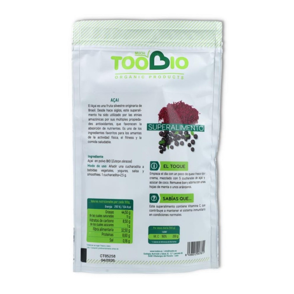 Super Alimento Acai Bio 70 gr Toobio