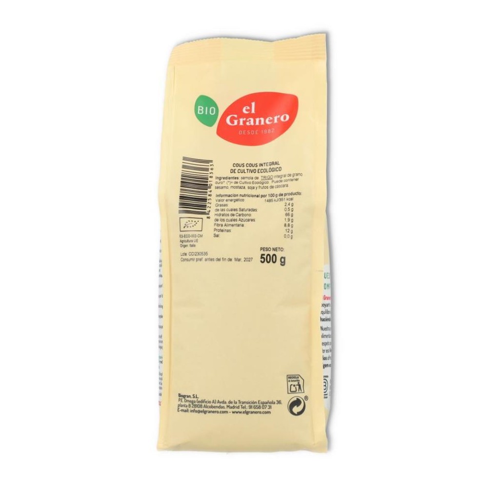 El Granero Cous Cous Integral 500 gr 