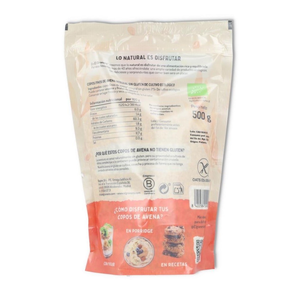 El Granero Copos de Avena Finos S/G 500 gr