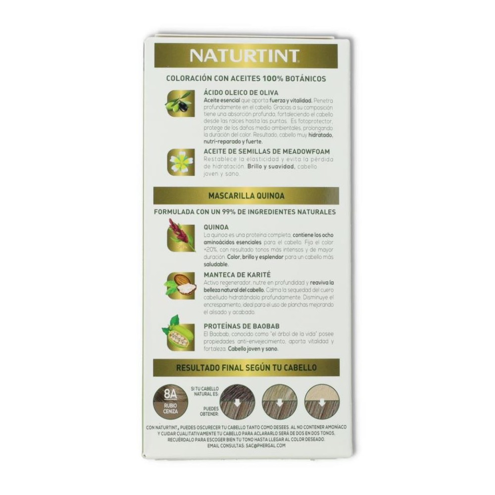 Tinte Naturtint 8 A Rubio Ceniza 170 ml