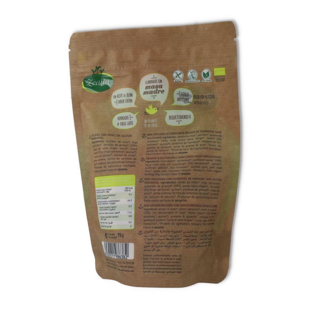 Zealia Grissini Pipas Bio 75 gr