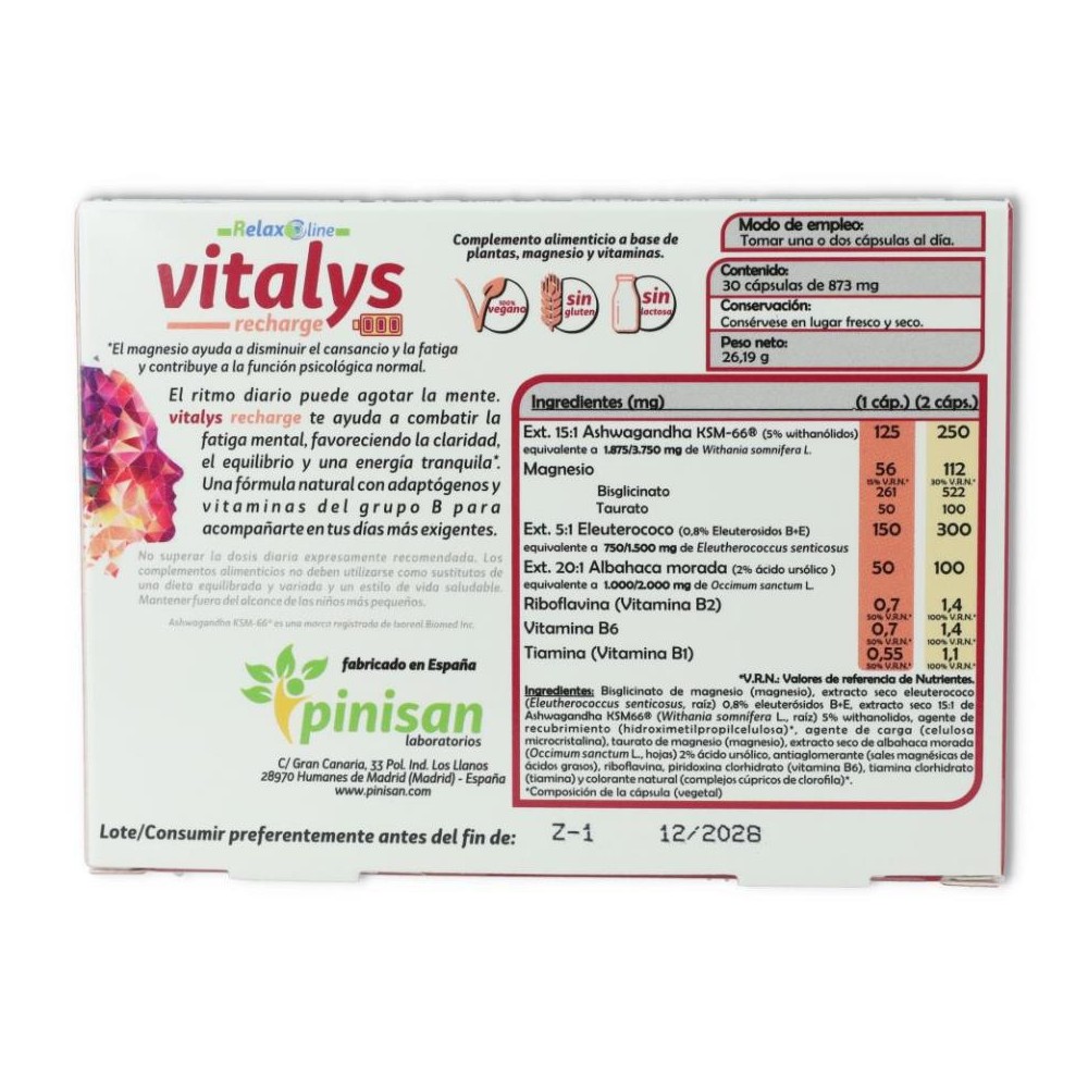 Pinisan Vitalys Recharge 30 cap 