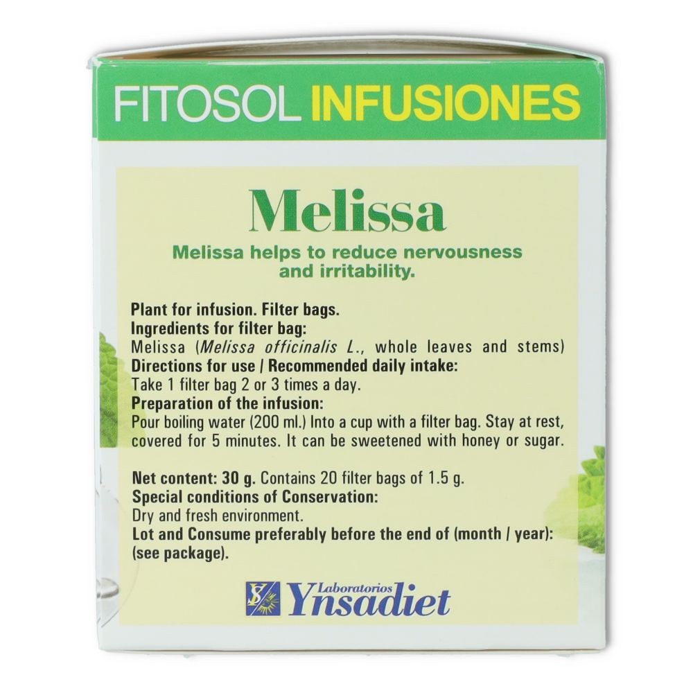 Infusion Melisa 20 filtros Ynsadiet
