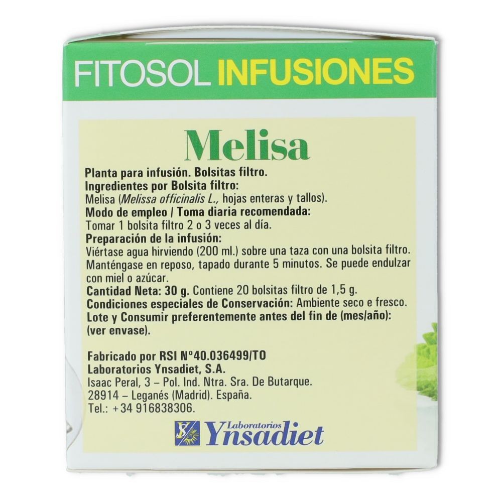 Infusion Melisa 20 filtros Ynsadiet