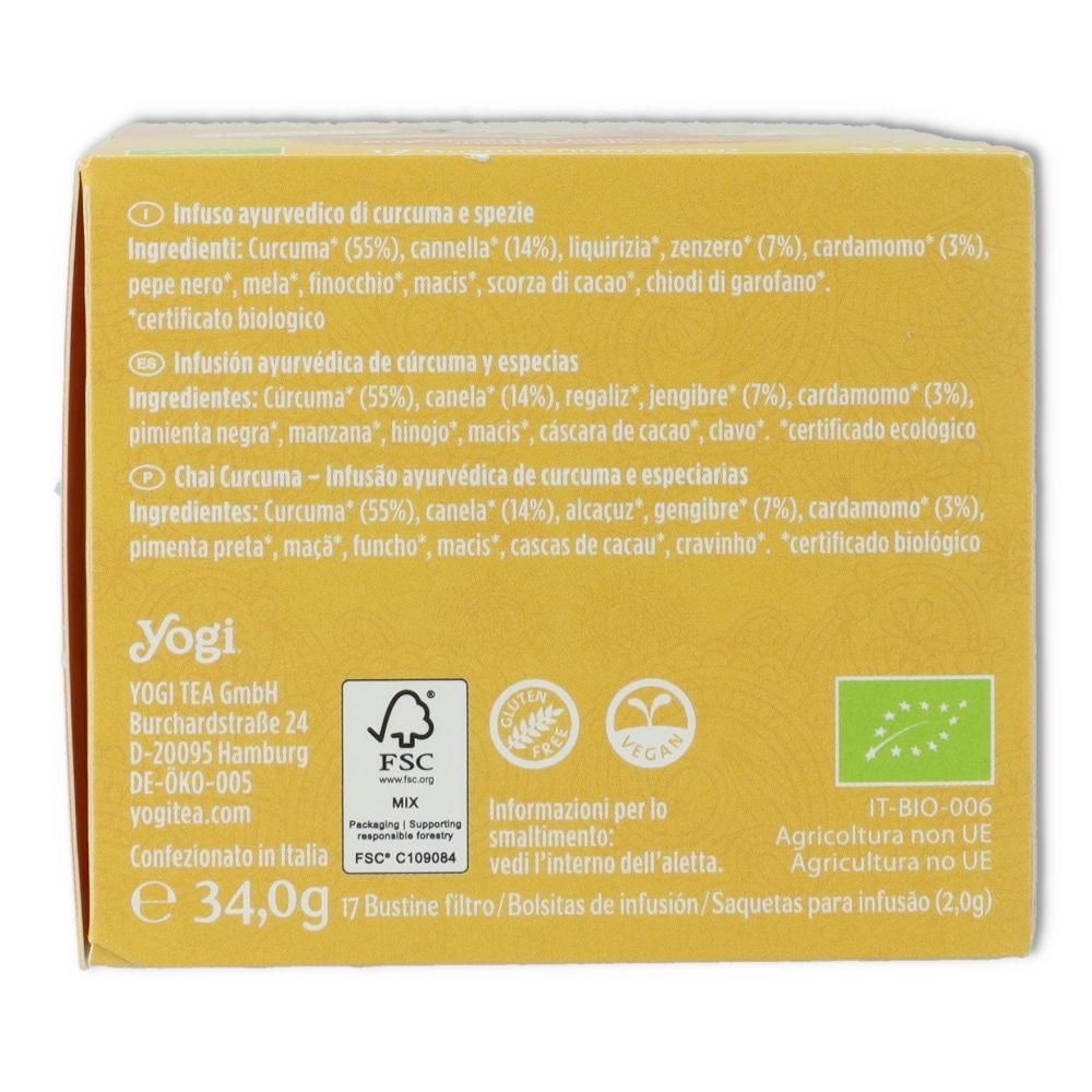 Tea Chai Cúrcuma 17 bolsitas Yogi
