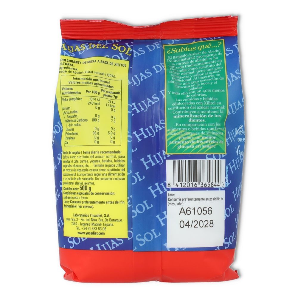 Ynsadiet Hijas del Sol Azucar Abedul 500 gr