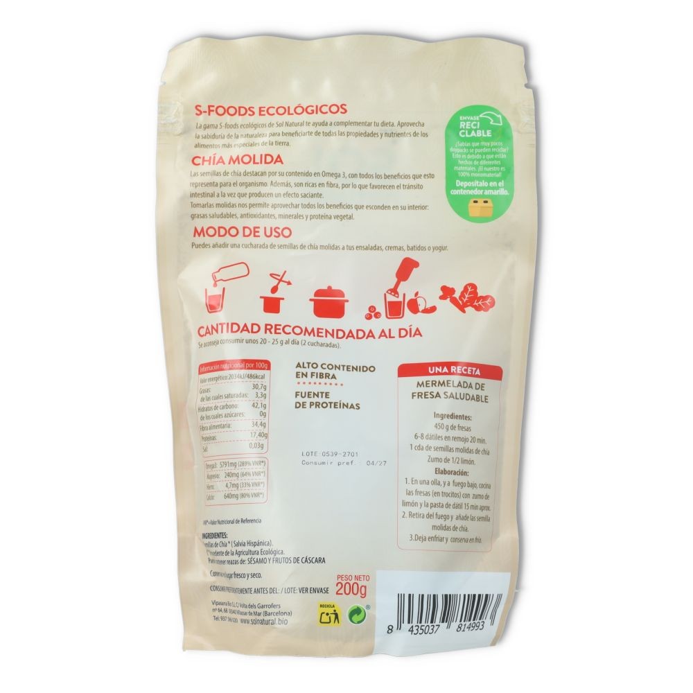 Sol Natural Chia Molida Bio 200 gr