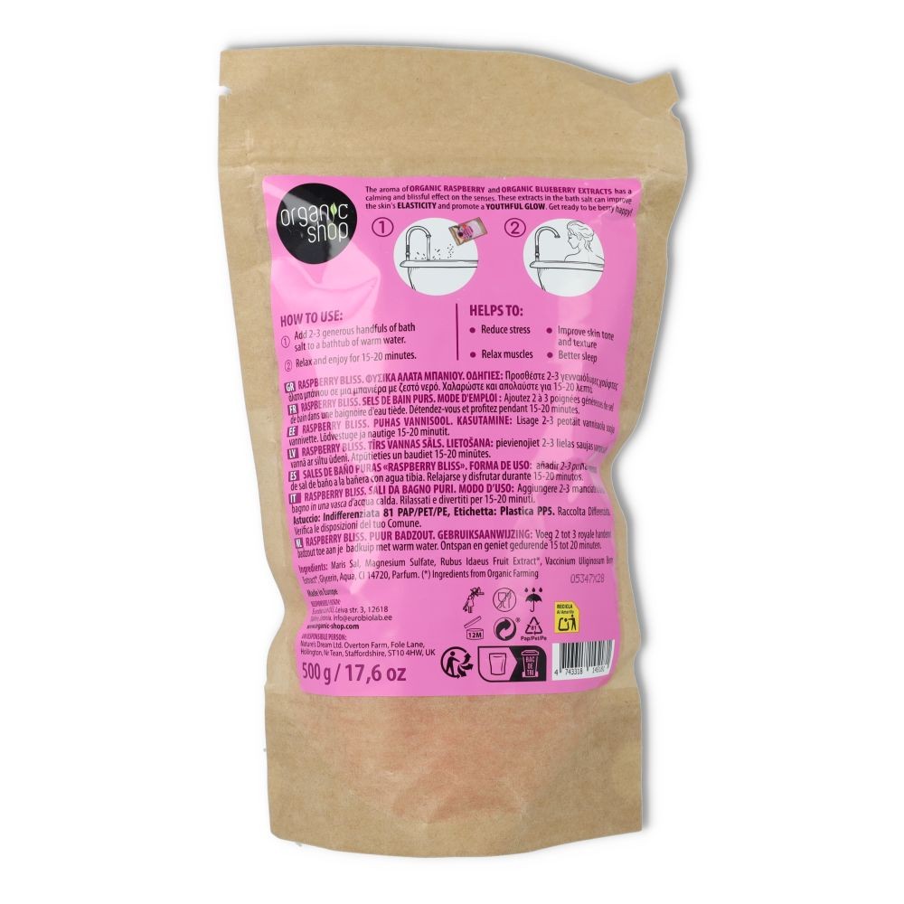 Organic Shop Sales de Baño Raspberry 500 gramos