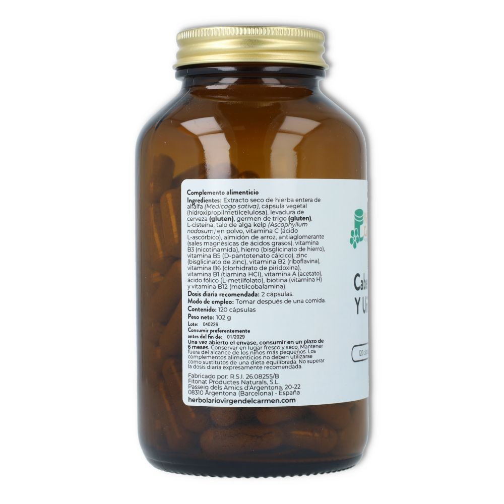 Herbolario Virgen del Carmen  Cabello piel y Uñas 120 cápsulas