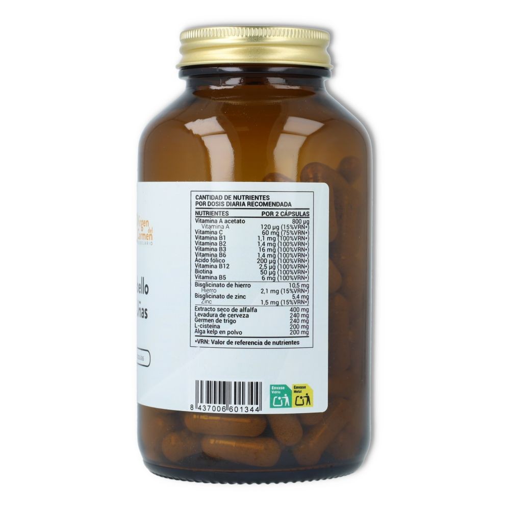 Herbolario Virgen del Carmen  Cabello piel y Uñas 120 cápsulas