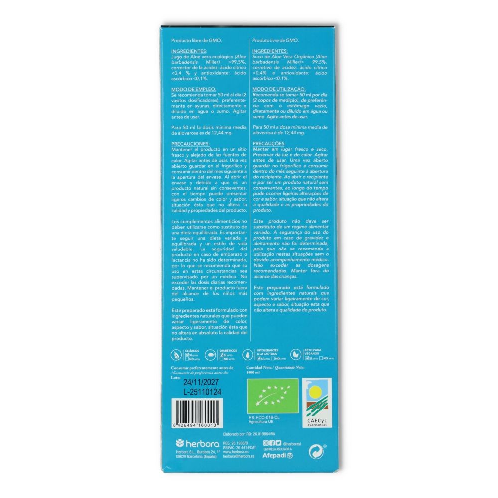 Herbora Aloe Vera Bio 1000 ml