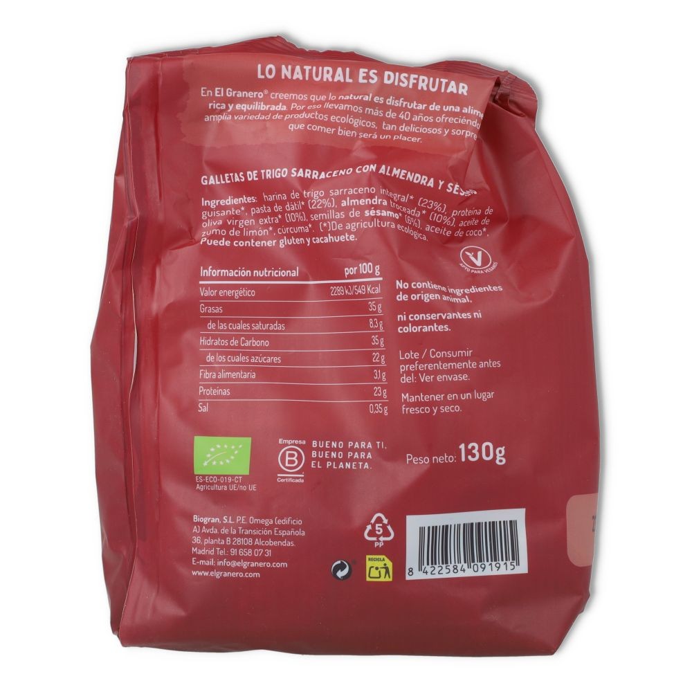 Galletas Proteinas Almendra y Sesamo Bio Granero