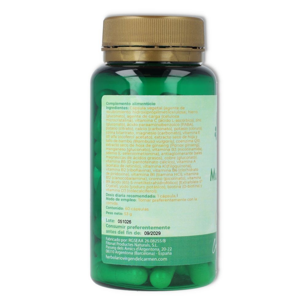 Multivitamínico Virgen del Carmen Plus: 60 cápsulas con vitaminas y minerales