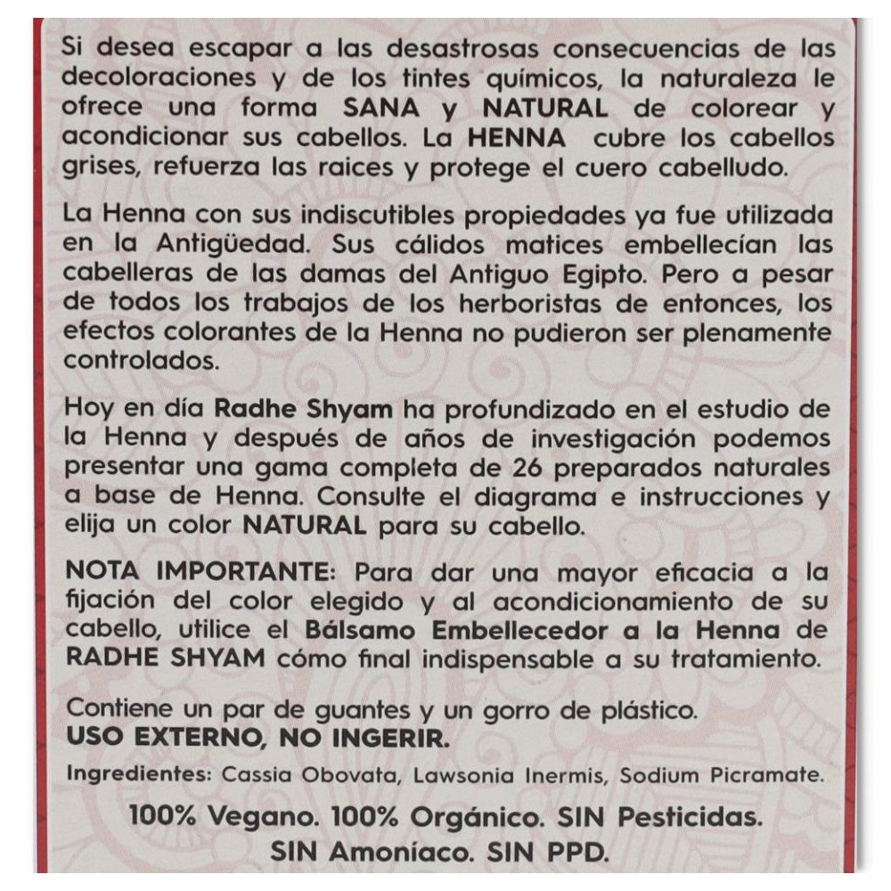 HENNA SUPER CAOBA OSCURO POLVO 100 gr RADHE SHYAM