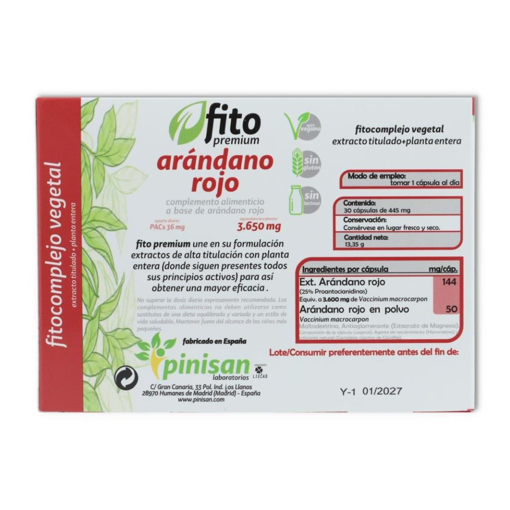 Fito Premium arándano rojo 30 caps Pinisan