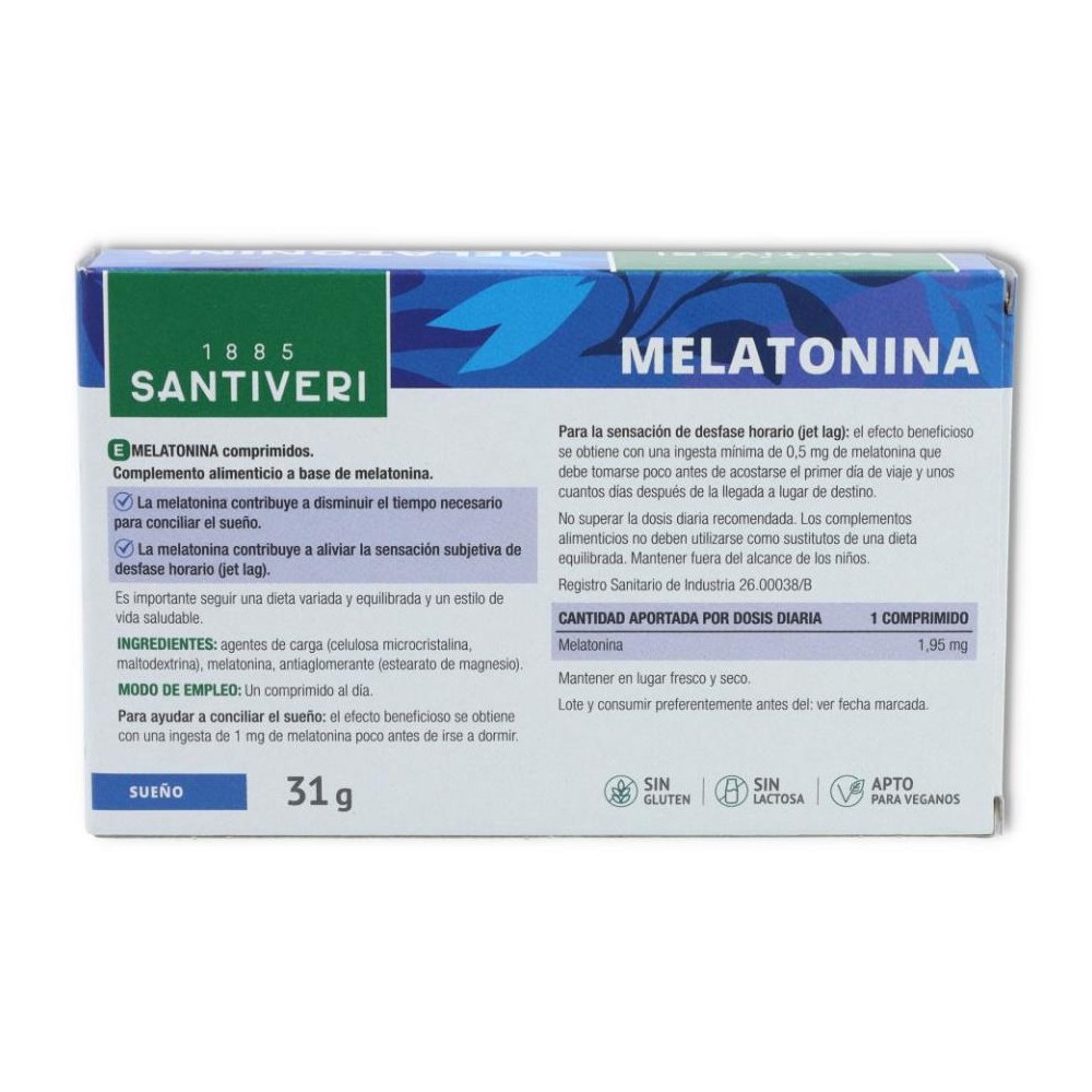 Melatonina 1 9 mg por comp  60 comp Santiveri