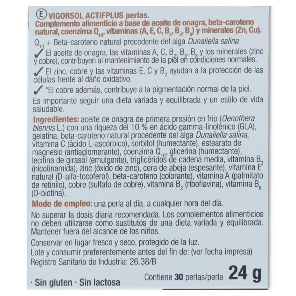 Vigor sol actif plus perlas Santiveri