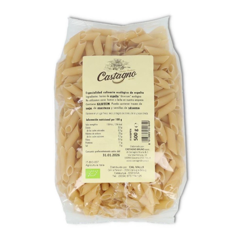 MACARRONES ESPELTA BLANCOS ECO  500 g CASTAGNO