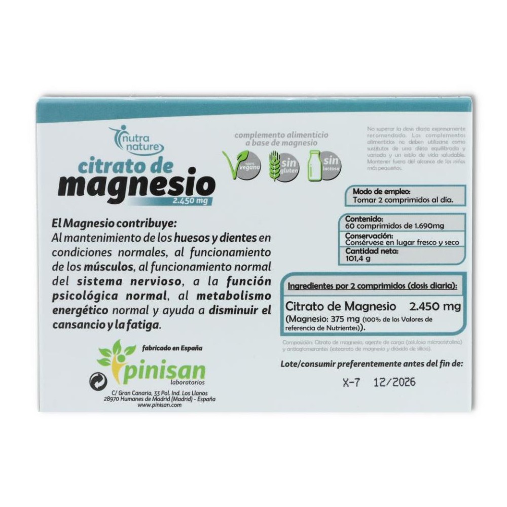 Citrato de Magnesio 60 comp Pinisan