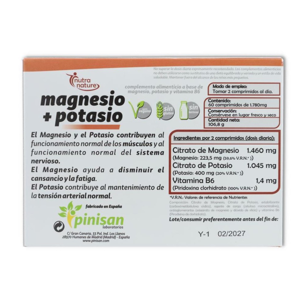 Magnesio Potasio 60 comp Pinisan