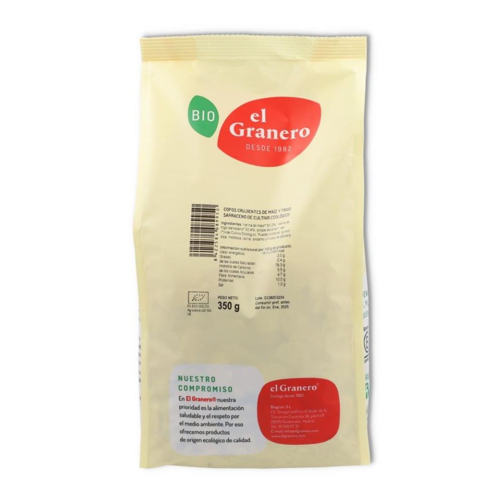 Copos Crujientes de Maiz y Tri  350 gr El Granero 
