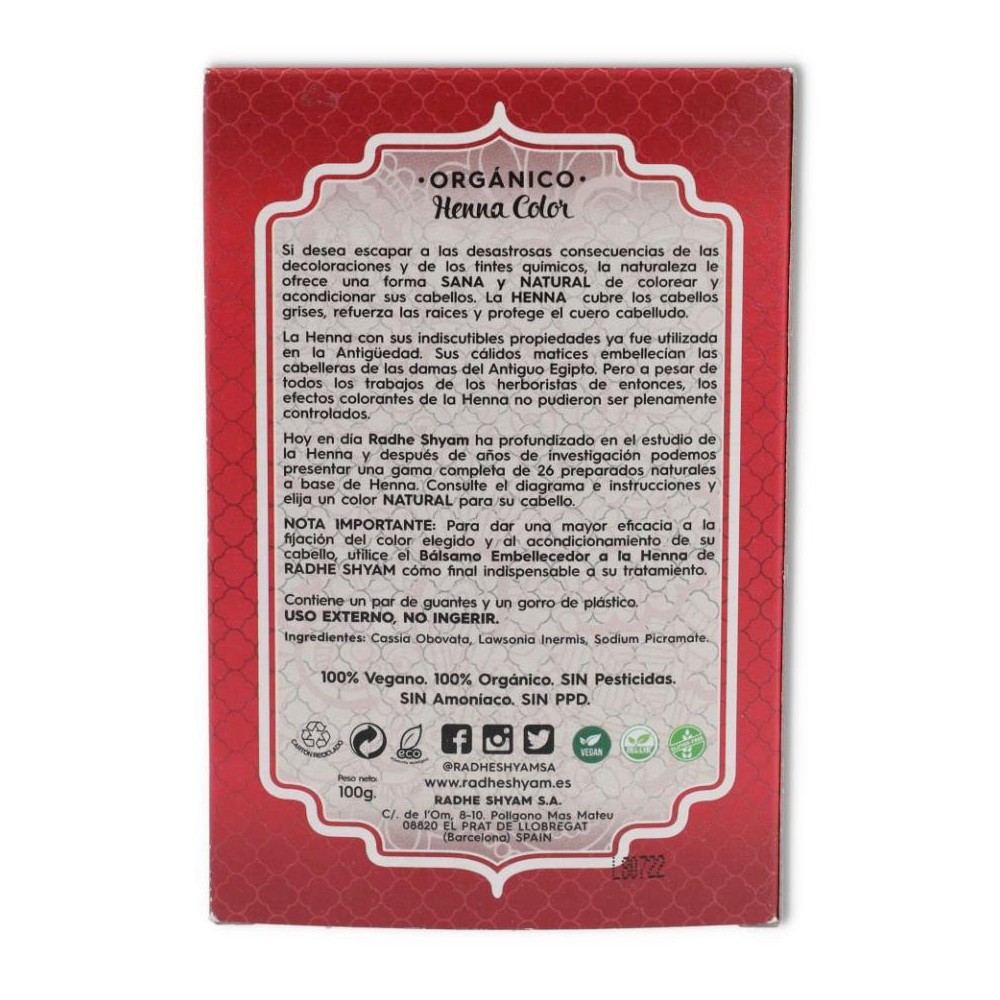 HENNA  CAOBA OSCURO POLVO 100 gr RADHE SHYAM