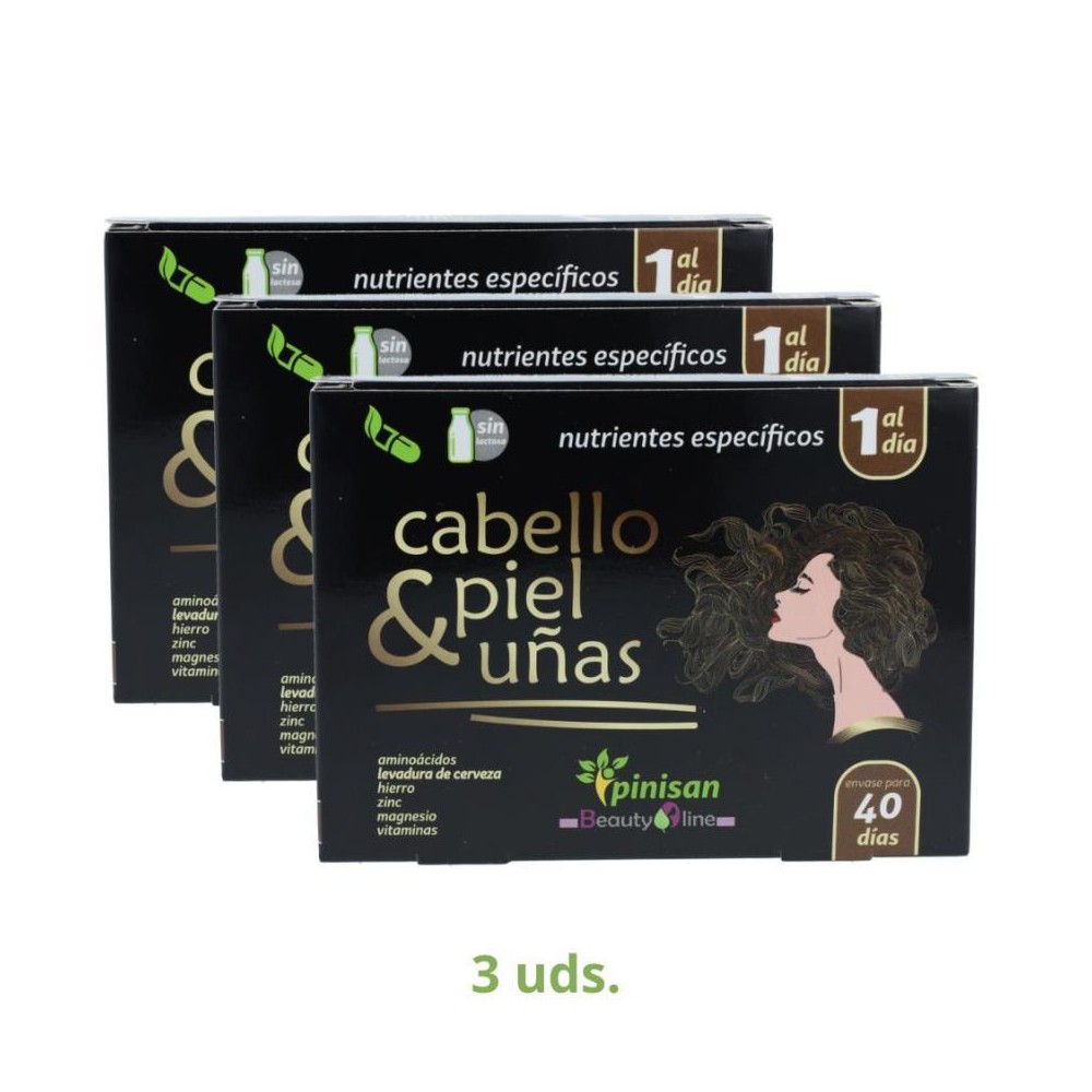 Pinisan Pack 3 Cajas Cabello-Piel-Uñas 40 cap