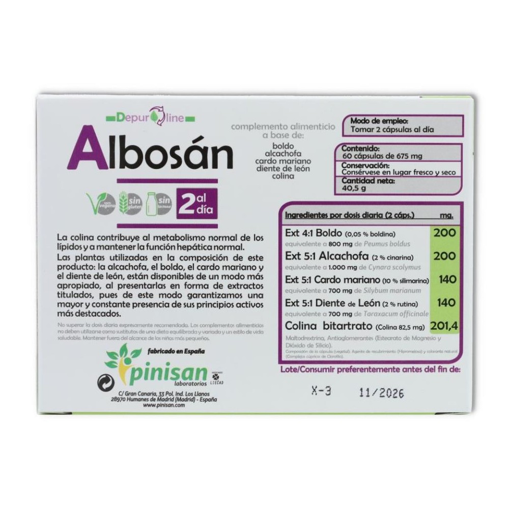 Pinisan pack 2 Cajas Albosan 60 cap 1 Ud 