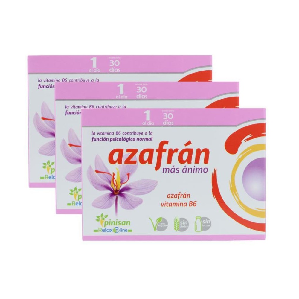 Pinisan Pack 3 Cajas Azafran mas Animo 30 cap 