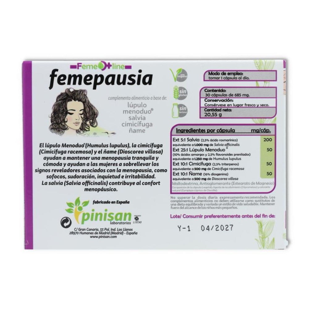 Pinisan Pack 3 Cajas Femepausia 30 cap 