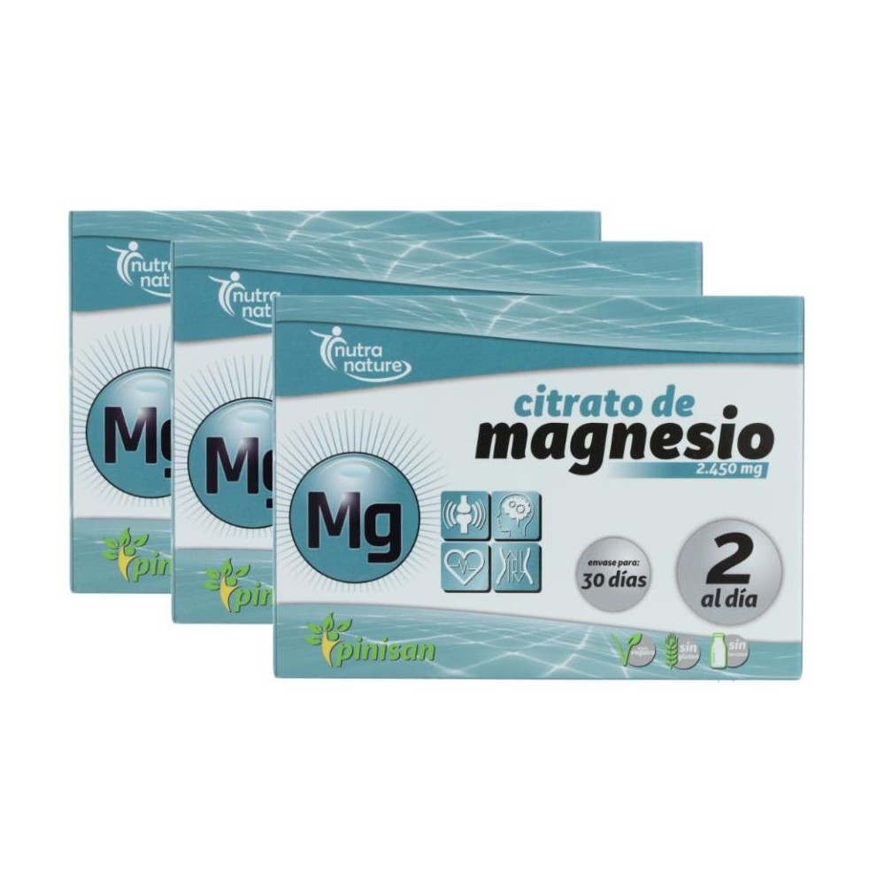 Pinisan Pack 3 Cajas Citrato Magnesio 60 comp 