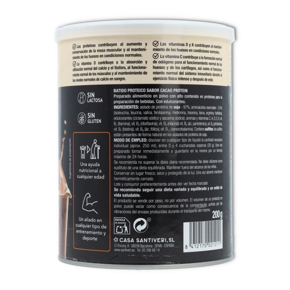 Santiveri Pack 3 Botes Protein Cacao 200 gr 