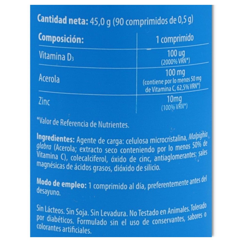 Vitamina D3  Acerola y Zinc 90 comp Naturmil