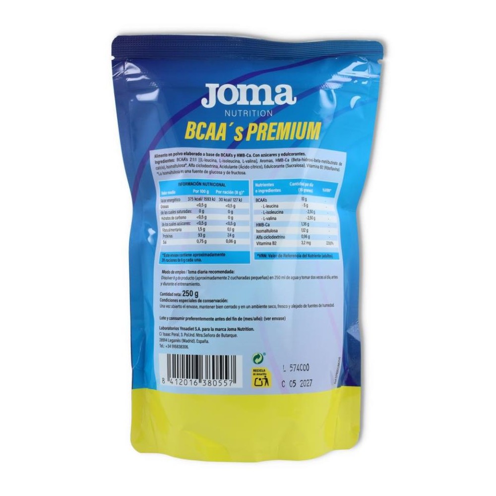 Joma BCAA´S Premium 250 gr Sabor Limón