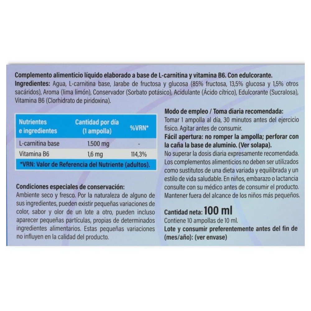 Joma L-Carnitina 10 ampollas de Sabor Lima Limón