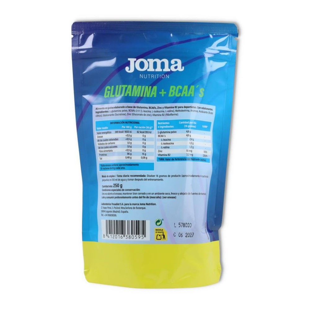 Joma Glutamina BCAA´S 250 gramos Sabor Limón