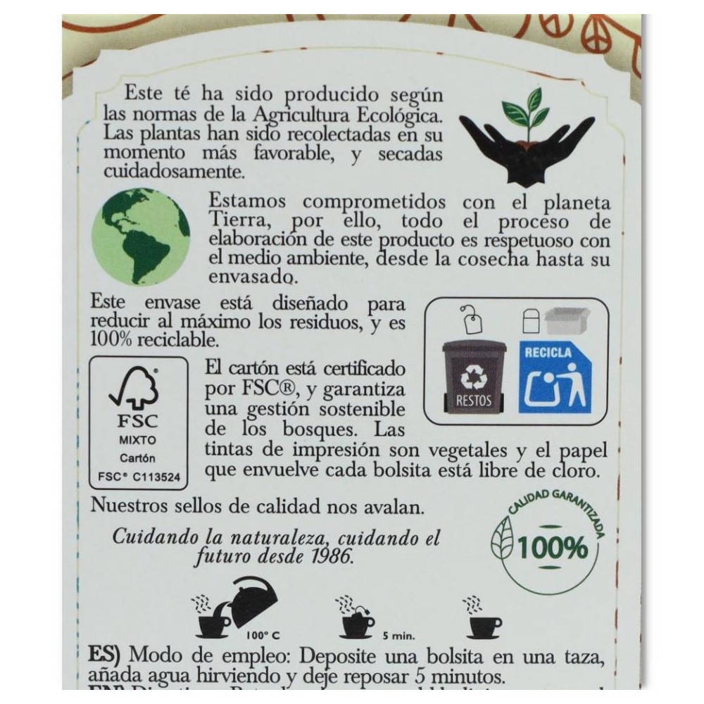 Te verde sin teina eco 20 filtros Artemis