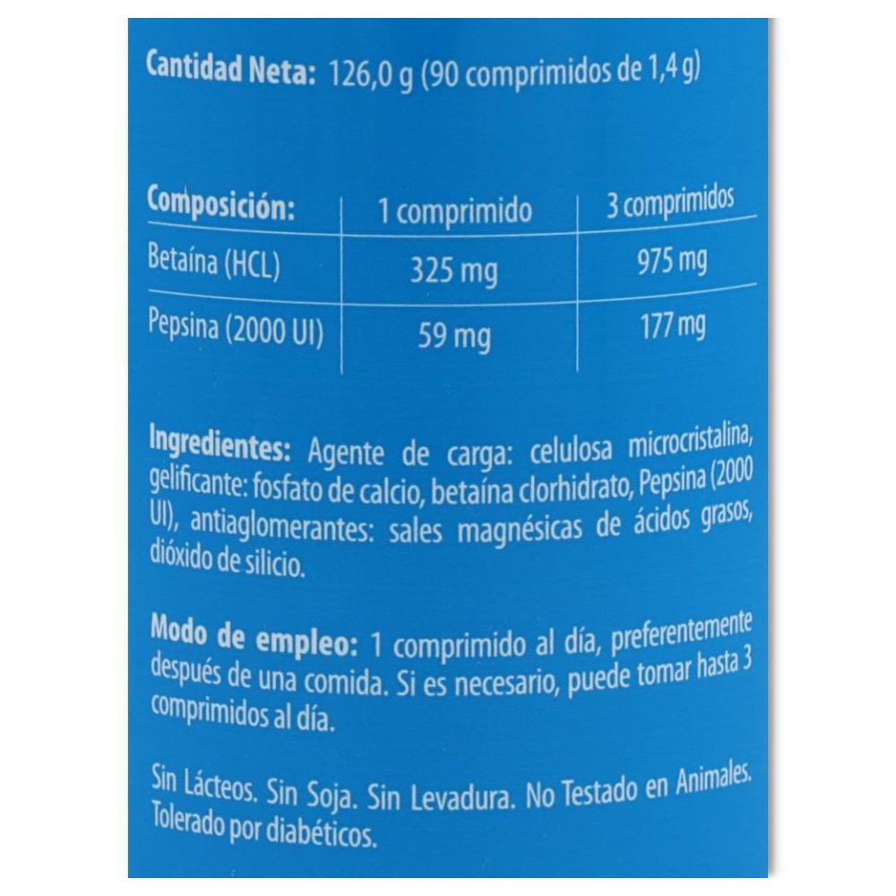 Naturmil Betaina HCL 325 mg 90 comprimidos